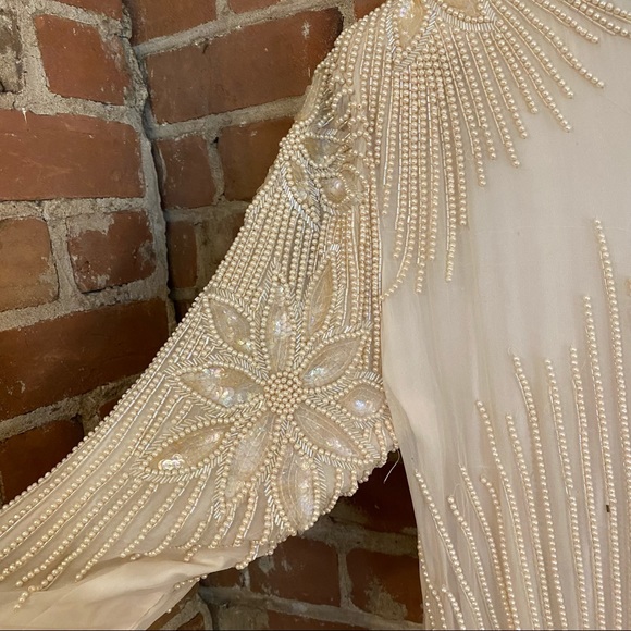 Vintage Pearl Beaded Dress in Ivory *Grace Originals* 100% silk - Picture 7 of 8